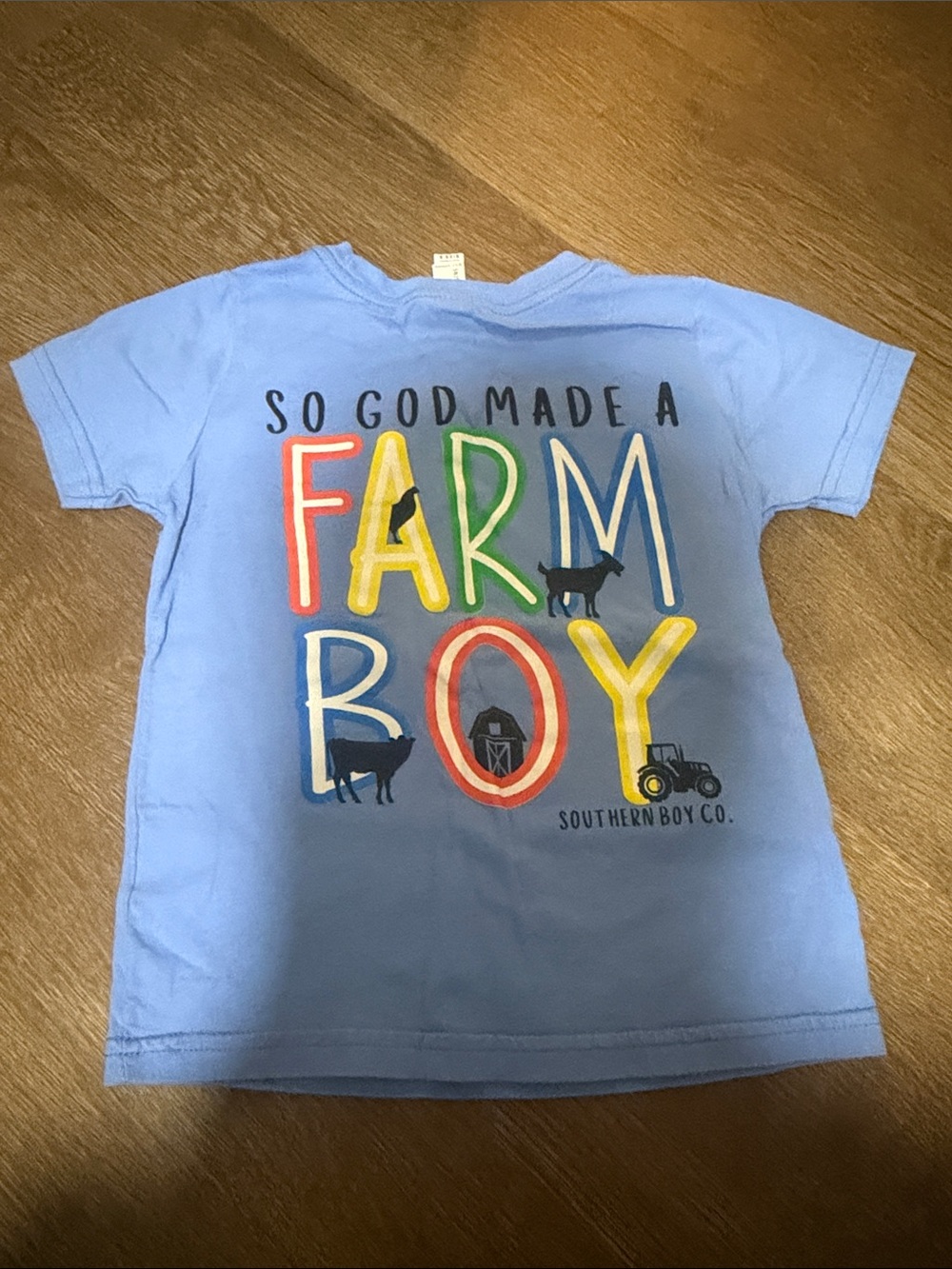 Light Blue "So God Made a Farm Boy" Graphic Tee